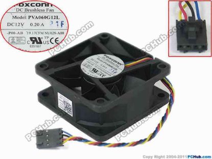 147058 Foxconn PVA060G12L Server - Square Fan PVA060G12L, -P00-AB,100mm, 4-wire 4-pin connector  Foxconn PVA060G12L Server - Square Fan 