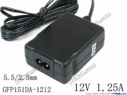147061 GME GFP151DA-1212 AC Adapter 5V-12V GFP151DA-1212, 12V 1.25A, Barrel 5.5/2.5mm, 2P, Ne GME GFP151DA-1212 AC Adapter 5V-12V 
