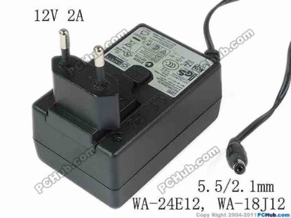 147077 APD / Asian Power Devices WA-24E12 AC Adapter 5V-12V 12V 2A, Barrel 5.5/2.1mm, EU 2-Pin Plug APD / Asian Power Devices WA-24E12 AC Adapter 5V-12V