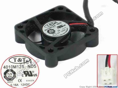 147093 T&T 4010M12S Server - Square Fan ND5, 40x40x10mm, w70x2x2, DC 12V 0.16A T&T 4010M12S Server - Square Fan 
