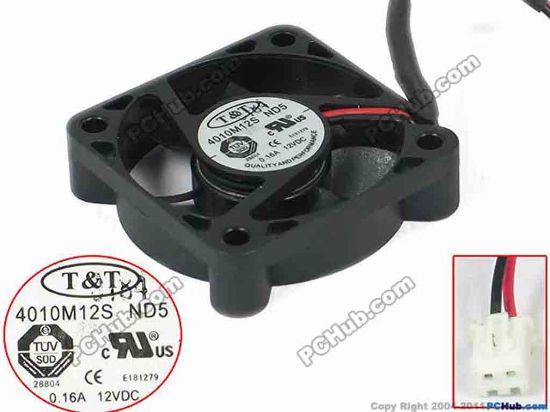 147093 T&T 4010M12S Server - Square Fan ND5, 40x40x10mm, w70x2x2, DC 12V 0.16A T&T 4010M12S Server - Square Fan 