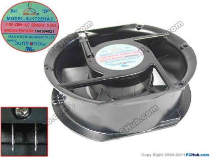 147099 San Jun / Suntronic SJ1725HA1 Server - Round Fan 110V-120V~AC 50/60Hz 0.65A, 0.45A,170x170x51mm, 2- San Jun / Suntronic SJ1725HA1 Server - Round Fan 