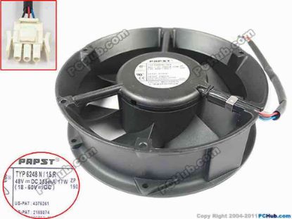 147108 ebm-papst TYP 6248 N15R Server - Round Fan TYP 6248N 15R,200mm, 3-wire 3-pin connector ebm-papst TYP 6248 N15R Server - Round Fan