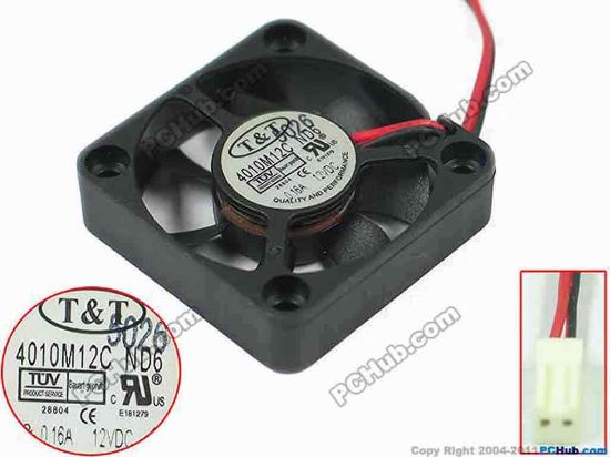 147121 T&T 4010M12C Server - Square Fan ND6, DC 12V 0.16A, 2-wire T&T 4010M12C Server - Square Fan 