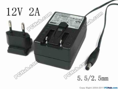 147122 APD / Asian Power Devices WA-24E12 AC Adapter 5V-12V 12V 2A, Barrel 5.5/2.5mm, EU 2-Pin Plug APD / Asian Power Devices WA-24E12 AC Adapter 5V-12V