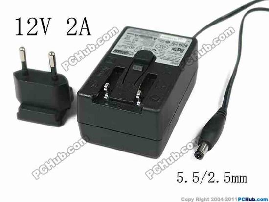 147122 APD / Asian Power Devices WA-24E12 AC Adapter 5V-12V 12V 2A, Barrel 5.5/2.5mm, EU 2-Pin Plug APD / Asian Power Devices WA-24E12 AC Adapter 5V-12V