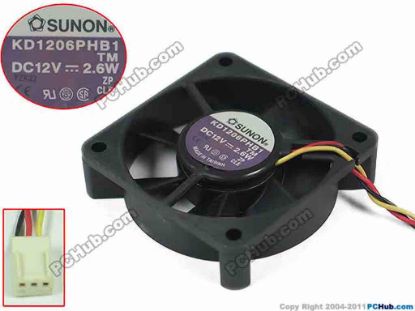 147179 SUNON KD1206PHB1 Server - Square Fan TM, DC12V 2.6W 60x60x15mm SUNON KD1206PHB1 Server - Square Fan 