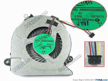 147182 ADDA AB06905HX08KB00 Cooling Fan  00CWX11, DC 5V 0.50A Bare fan ADDA AB06905HX08KB00 Cooling Fan