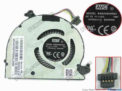 147184 AVC BABA0604R5H Cooling Fan  Y001, DC 5V 0.50A Bare fan AVC BABA0604R5H Cooling Fan  