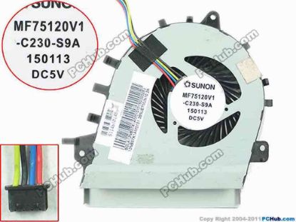 147225 SUNON MF75120V1-C230-S9A Cooling Fan  13NB07X1AM0101, DC 5V Bare fan SUNON MF75120V1-C230-S9A Cooling Fan  