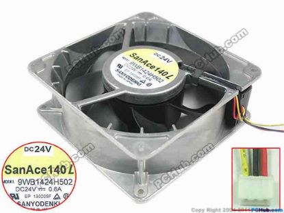 147509 Sanyo Denki 9WB1424H502 Server - Square Fan sq140x140x51mm, 3-wire, 24V 0.60A Sanyo Denki 9WB1424H502 Server - Square Fan 