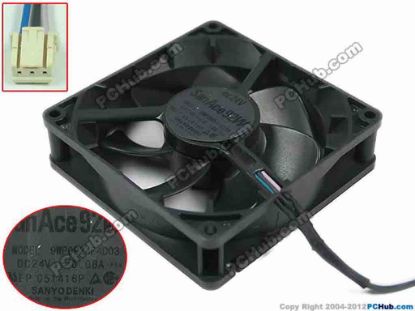 147516 Sanyo Denki 9WP0924F4D03 Server - Square Fan sq90x90x25mm, 3-wire, 24V 0.08A Sanyo Denki 9WP0924F4D03 Server - Square Fan 
