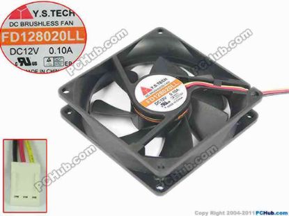 147541 Y.S TECH FD128020LL Server - Square Fan sq80x80x20mm, w50x3x3, 12V 0.10A Y.S TECH FD128020LL Server - Square Fan