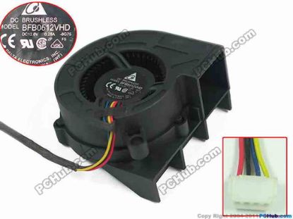 147699 Delta Electronics BFB0512VHD Server - Blower Fan 8G75, bw50x50x20mm, 4-wire, 12V 0.28A Delta Electronics BFB0512VHD Server - Blower Fan