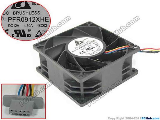 147855 Delta Electronics PFR0912XHE Server - Square Fan BC02, sq90x90x38mm, w50x4x4, 12V 4.50A Delta Electronics PFR0912XHE Server - Square Fan 