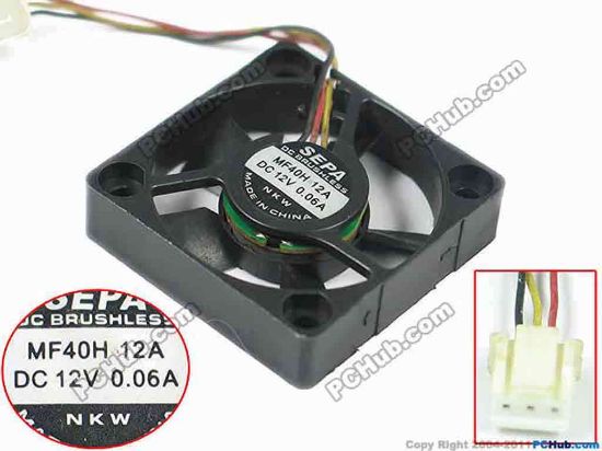147899 SEPA MF40H-12A Server - Square Fan 50mm, 3-wire 3-pin connector, MF40H-12A SEPA MF40H-12A Server - Square Fan 