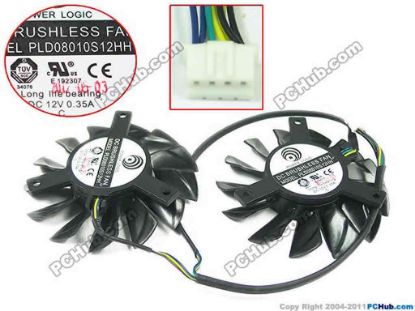 147904 Power Logic PLD08010S12HH Server - Frameless / GPU Fan DC 12V 0.35A, 73x73x10mm, Dual fan Power Logic PLD08010S12HH Server - Frameless / GPU Fan 