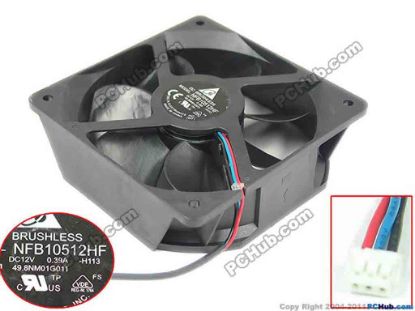 148540 Delta Electronics NFB10512HF Server - Square Fan H113, DC 12V 0.39A, 105x105x32mm Delta Electronics NFB10512HF Server - Square Fan 
