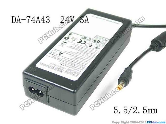 148553 APD / Asian Power Devices DA-74A43  AC Adapter- Laptop 24V 3A, Barrel 5.5/2.5mm, 2-Prong APD / Asian Power Devices DA-74A43  AC Adapter- Laptop 