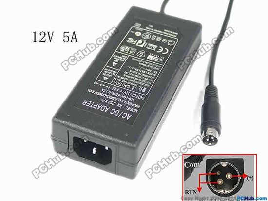 148803 PCH OEM Power AC Adapter- Laptop 12V 5A, 3P P1=12V, C14, New PCH OEM Power AC Adapter- Laptop p