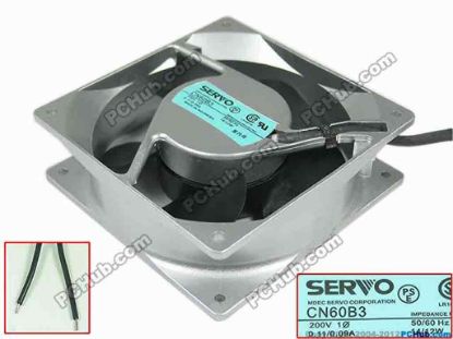 148809 Japan Servo CN60B3 Server - Square Fan sq120x120x38mm, 2-wire, 200V 0.11A Japan Servo CN60B3 Server - Square Fan 