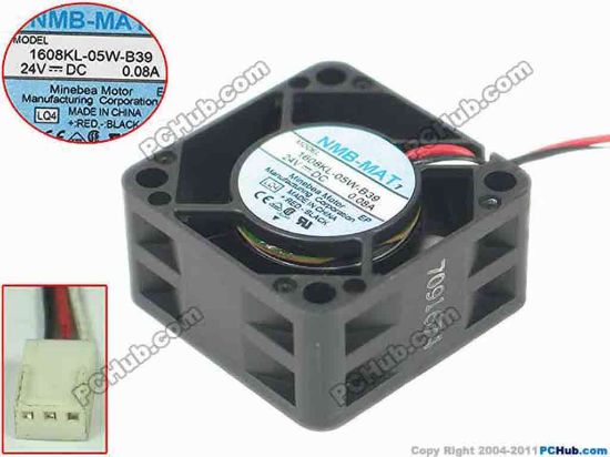 148818 NMB-MAT / Minebea 1608KL-05W-B39 Server - Square Fan DC 24V 0.08A, 40X40X20mm, LQ4, w100x3x3 NMB-MAT / Minebea 1608KL-05W-B39 Server - Square Fan