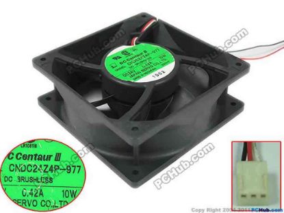 148916 SUNON CNDC24Z4P-977 Server - Square Fan sq120x120x38mm, w100x3x3, DC 24V 0.42A SUNON CNDC24Z4P-977 Server - Square Fan 