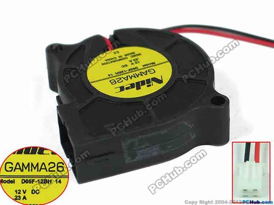 149118 Nidec D05F-12BH Server - Blower Fan 14, bw, 2-wire, DC 12V 0.23A, Nidec D05F-12BH Server - Blower Fan