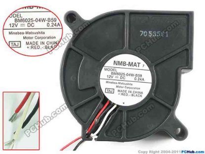 149148 NMB-MAT / Minebea BM6025-04W-B59 Server - Blower Fan TAJ, bw60x62x25mm, 3-wire, DC 12V 0.24A,  NMB-MAT / Minebea BM6025-04W-B59 Server - Blower Fan 