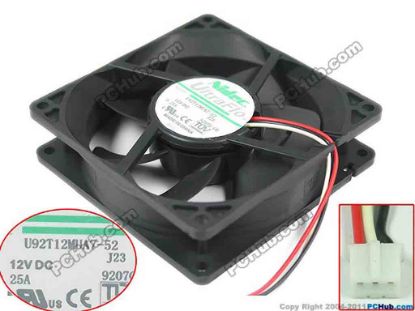 149264 Nidec U92T12MUA7-52 Server - Square Fan J23, sq90x90x25mm, 3-wire, DC 12V 0.25A,  Nidec U92T12MUA7-52 Server - Square Fan 