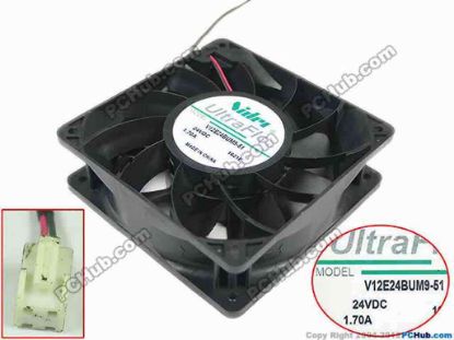 149266 Nidec V12E24BUM9-51 Server - Square Fan sq120x120x38mm, 2-wire, DC 24V 1.70A,  Nidec V12E24BUM9-51 Server - Square Fan 