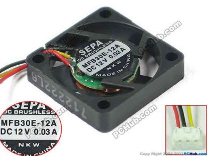 149572 SEPA MFB30E-12A Server - Square Fan DC 12V 0.03A, 30x30x6mm, w90x3x3 SEPA MFB30E-12A Server - Square Fan 
