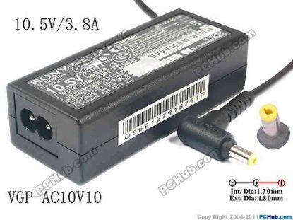 149575 Sony Vaio Duo 11 AC Adapter- Laptop 10.5V/3.8A, 4.8/1.7mm, 2 Prong, New Sony Vaio Duo 11 AC Adapter- Laptop 