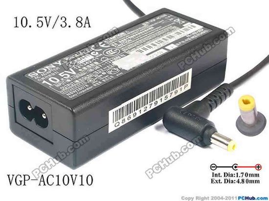 149575 Sony Vaio Duo 11 AC Adapter- Laptop 10.5V/3.8A, 4.8/1.7mm, 2 Prong, New Sony Vaio Duo 11 AC Adapter- Laptop 
