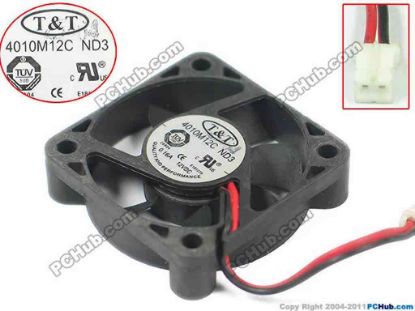 149639 T&T 4010M12C Server - Square Fan 4010M12C ND3, DC 12V 0.16A, 40x40x10mm T&T 4010M12C Server - Square Fan 