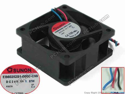 149979 SUNON EB60252B1-000C-C99 Server - Square Fan sq60x60x25mm, DC 24V 1.87W, 3-wire SUNON EB60252B1-000C-C99 Server - Square Fan 