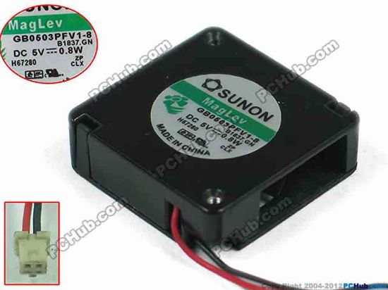 149989 SUNON GB0503PFV1-8 Server - Square Fan B1837.GN, sq30x30x10mm, DC 5V 0.8W, 2-wire SUNON GB0503PFV1-8 Server - Square Fan