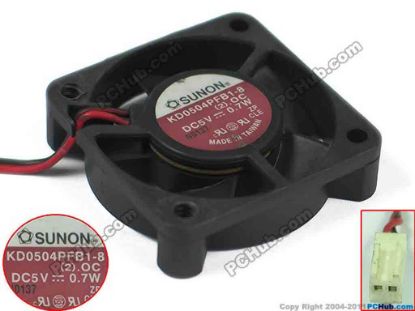 150037 SUNON KD0504PFB1-8 Server - Square Fan (2).OC, sq40x40x10mm, DC 5V 0.7W, 2-wire SUNON KD0504PFB1-8 Server - Square Fan 