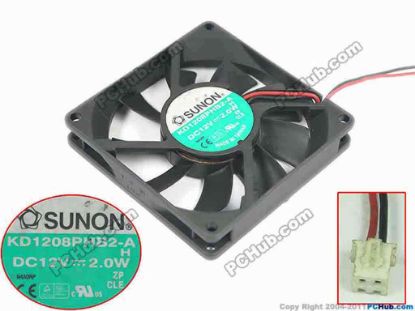 150056 SUNON KD1208PHB2-A Server - Square Fan H, sq80x80x15mm, DC 12V 2.0W, 2-wire SUNON KD1208PHB2-A Server - Square Fan 