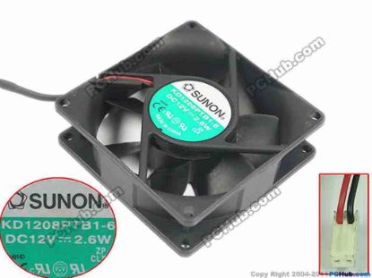 150058 SUNON KD1208PTB1-6 Server - Square Fan sq80x80x25mm, DC 12V 2.6W, w40x2x2 SUNON KD1208PTB1-6 Server - Square Fan 