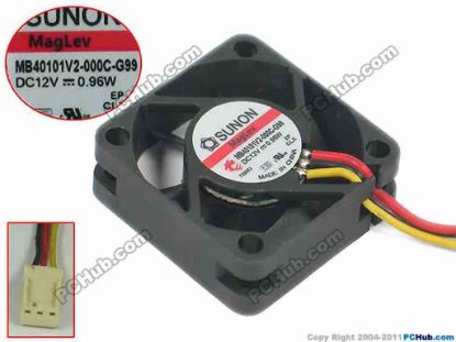 150197 SUNON MB40101V2-000C-G99 Server - Square Fan sq40x40x10, DC 12V 0.96W, w100x3x3 SUNON MB40101V2-000C-G99 Server - Square Fan 