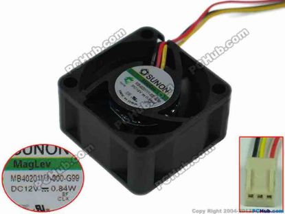 150199 SUNON MB40201V1-0000-G99 Server - Square Fan sq40x40x20mm, DC 12V 0.84W, 3-wire SUNON MB40201V1-0000-G99 Server - Square Fan 