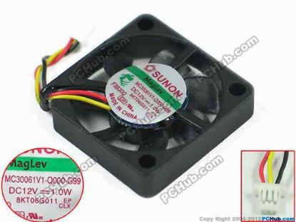150214 SUNON MC30061V1-Q000-G99 Server - Square Fan sq30x30x6mm, DC 12V 1.0W, w30x3x3 SUNON MC30061V1-Q000-G99 Server - Square Fan 