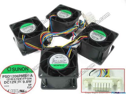 150350 SUNON PSD1206PMB1-A Server - Square Fan DC 12V 9.8W, 60x60x38mm, 4-fans, PSD1206PMB1-A SUNON PSD1206PMB1-A Server - Square Fan 