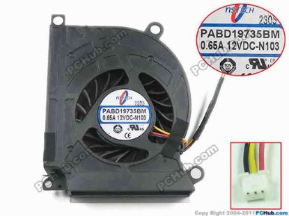 150488 MSI PABD19735BM Cooling Fan  N103, -N273,  DC 12V 0.65A MSI PABD19735BM Cooling Fan