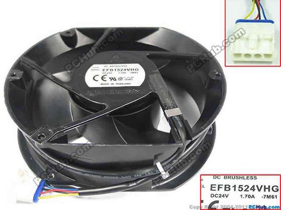 150629 Delta Electronics EFB1524VHG Server - Round Fan EFB1524VHG, -7M61150mm, 4-wire 4-pin connector,  Delta Electronics EFB1524VHG Server - Round Fan 