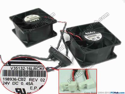 150849 Nidec V35132-16LRCKF Server - Square Fan DC 24V 0.45A, 80x80x38mm, 2fan, V35132-16RCKF Nidec V35132-16LRCKF Server - Square Fan 