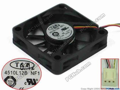 150879 T&T 4510L12B Server - Square Fan DC 12V 0.10A, 40x40x10mm, 4510L12B, NF1, 3-wire T&T 4510L12B Server - Square Fan 