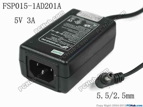 150889 FSP Group Inc FSP015-1AD201A AC Adapter 5V-12V 5V 3A, Barrel 5.5/2.5mm, IEC C14, New FSP Group Inc FSP015-1AD201A AC Adapter 5V-12V 