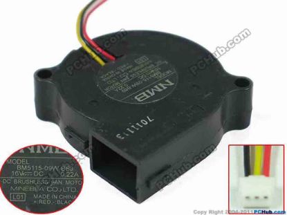 150900 NMB-MAT / Minebea BM5115-09W-B59 Server - Blower Fan DC 16V 0.22A, 50x50x15mm, BM5115-09W-B59, L01 NMB-MAT / Minebea BM5115-09W-B59 Server - Blower Fan 